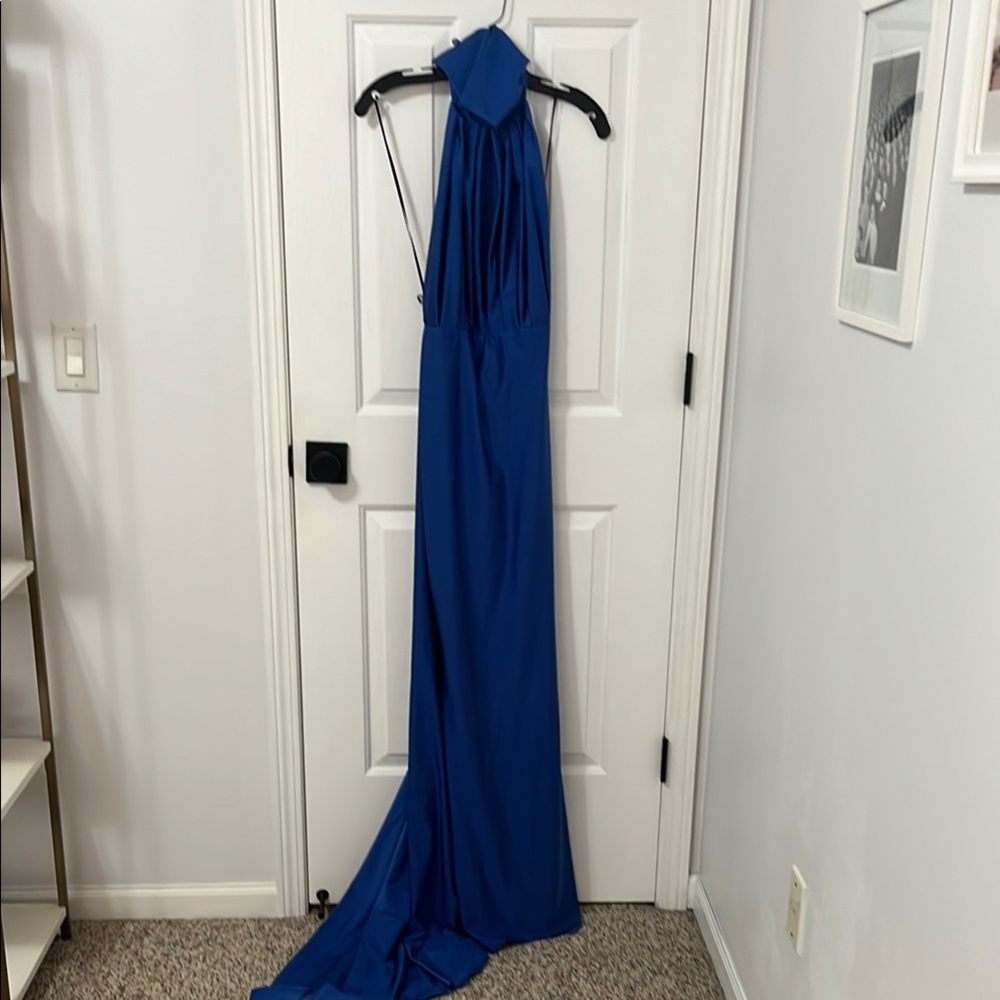 Elegant Blue Halter Gown